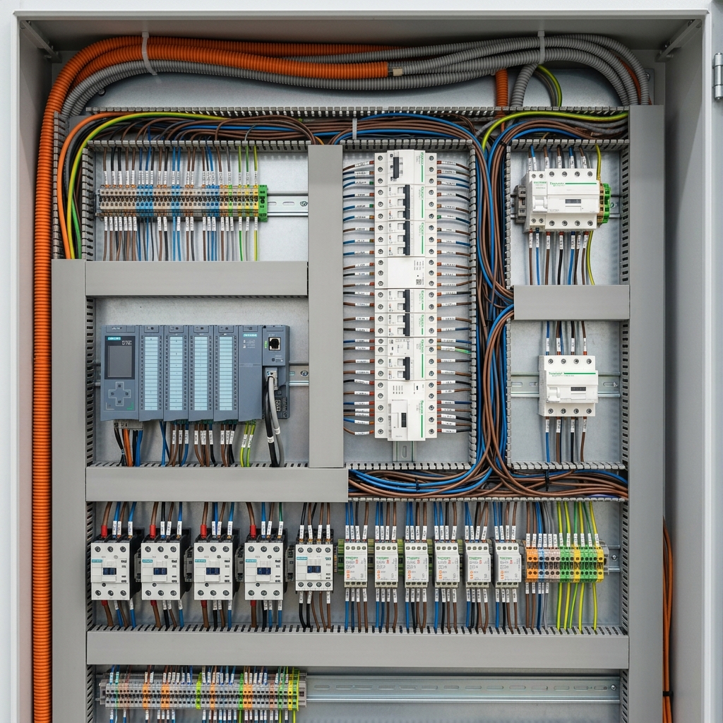 Elektrik kontrol panosu iç detay görünümü