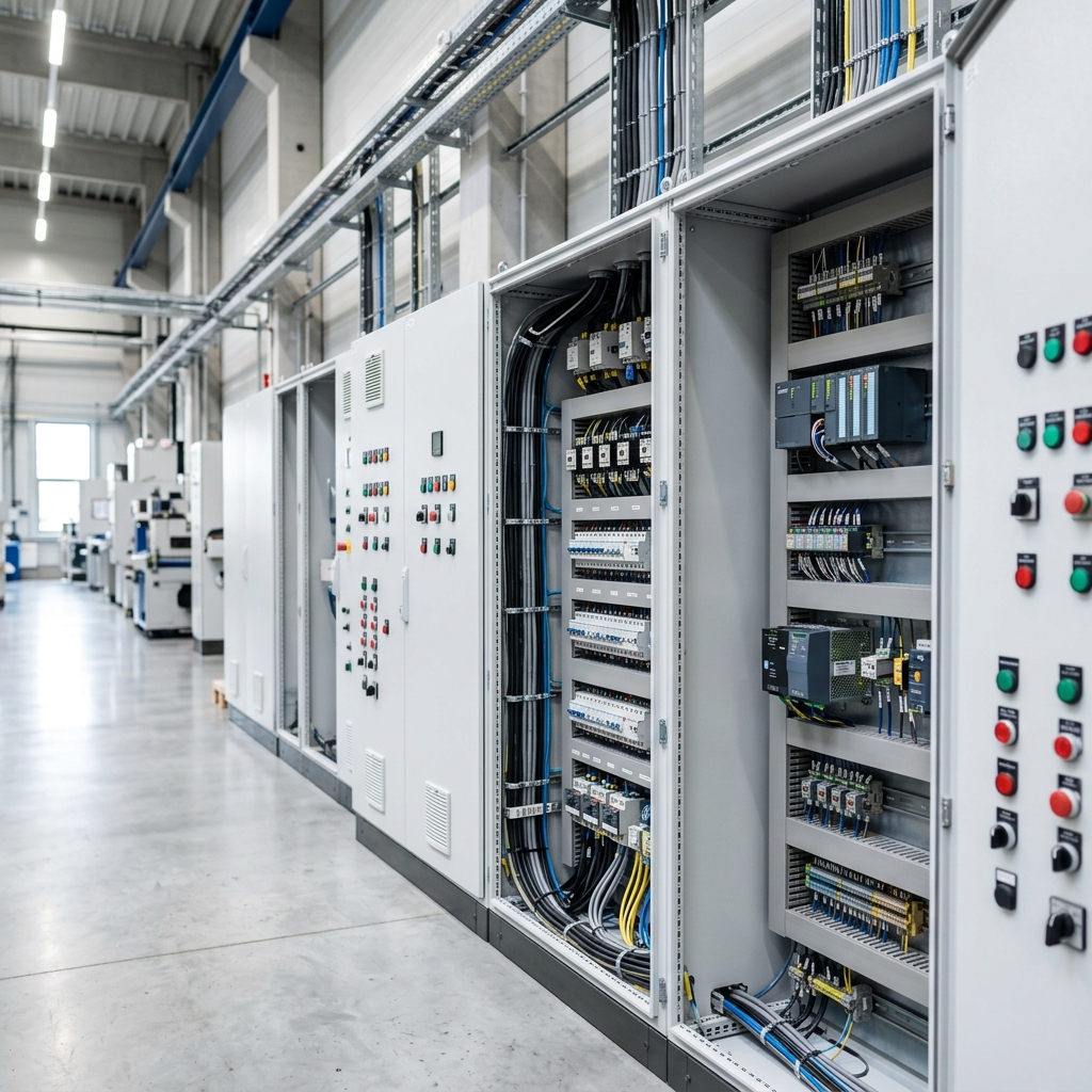 Endüstriyel elektrik kontrol panoları ve güç dağıtım sistemi